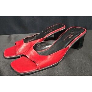 ETIENNE AIGNER Dovey Red Leather Heel Sandals Shoe Size 7 Made Spain